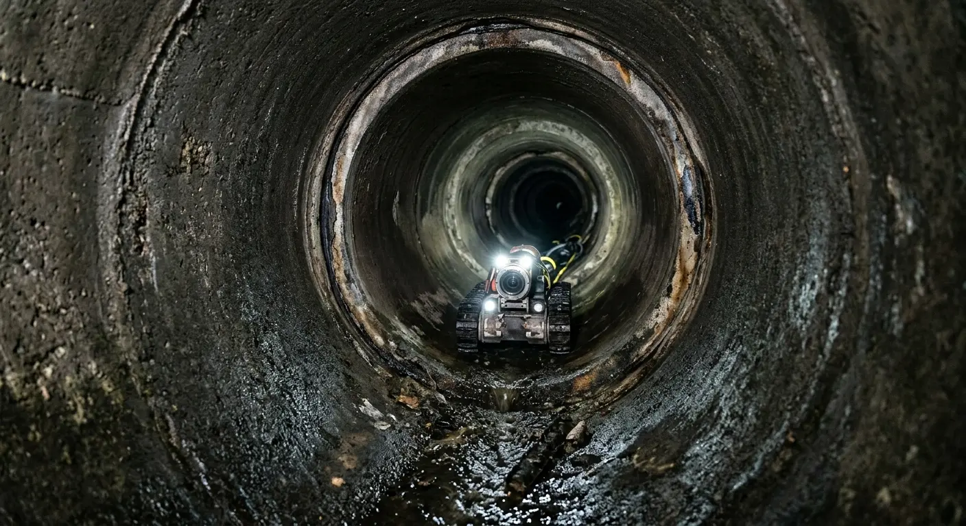 Robotic sewer camera inspecting pipe interior for Drain Snake Service in Beach Park